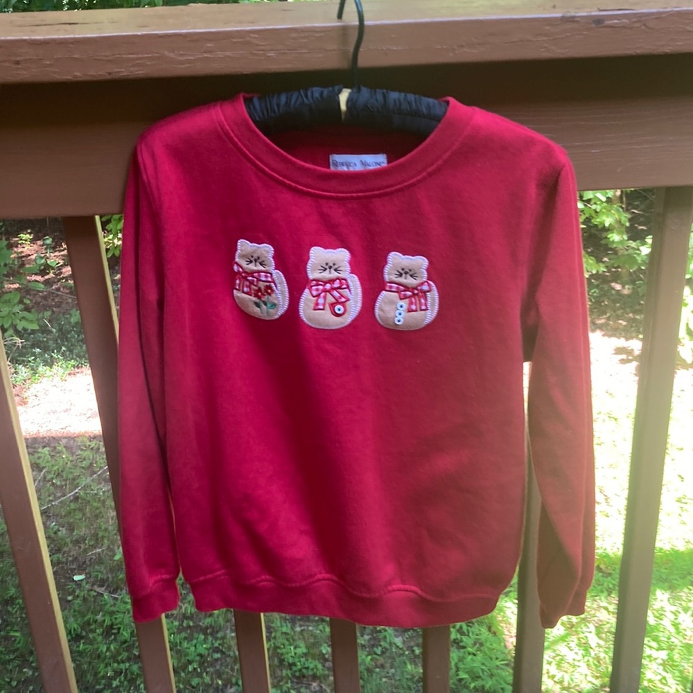 Rebecca Malone red cat sweatshirt
